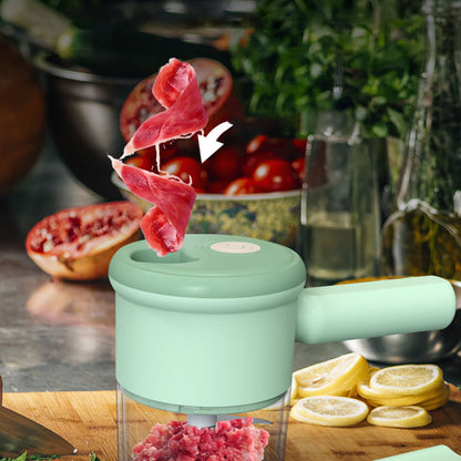 Elektrischer, wiederaufladbarer Hand-Gemüsehäcksler und -Hobel