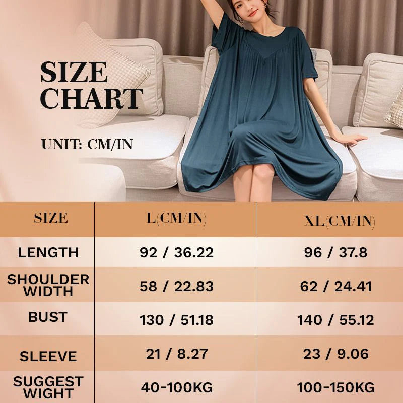 Superweiches, bequemes, kurzärmeliges, lockeres Pyjama-Kleid