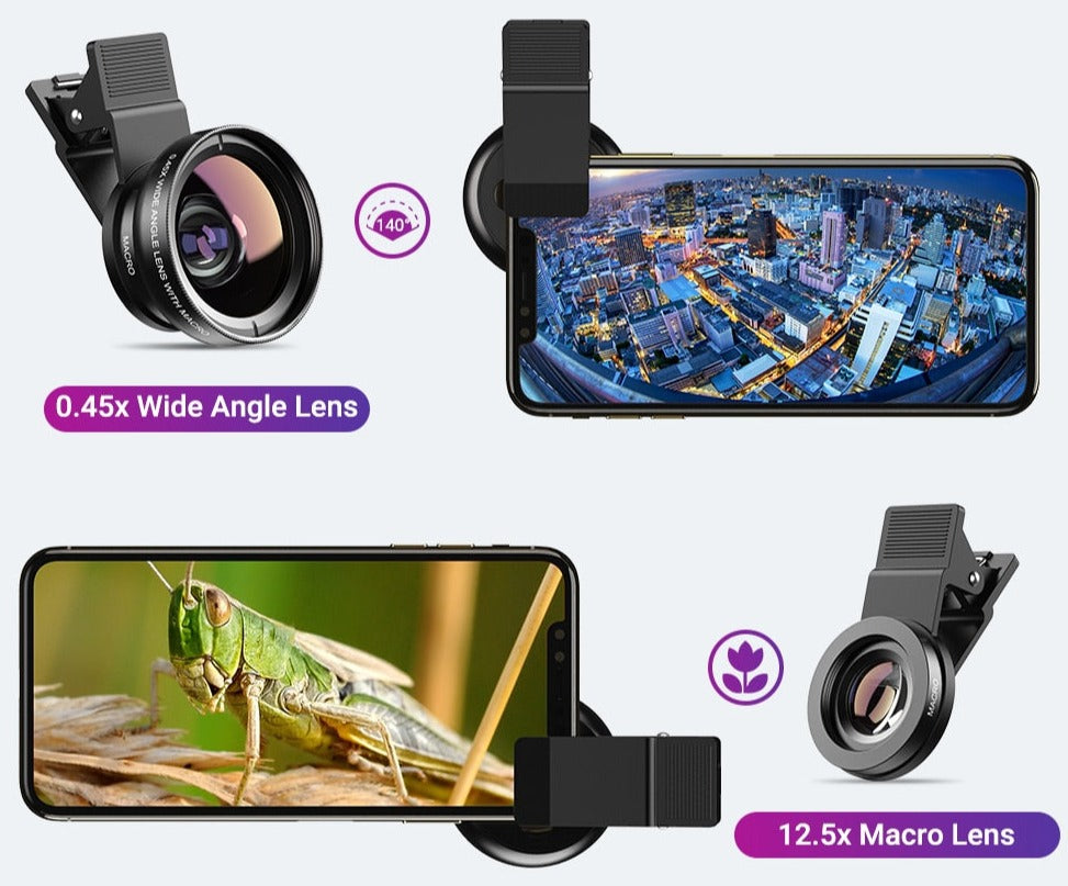 Kamera Objektiv für Smartphones | 2 in 1 HD  Super Weitwinkel & Makro